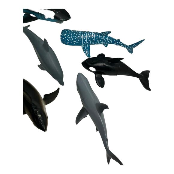 Lot of 8 Sharks Whales Dolphins PVC Figures Toys Sea Animals Cake Topper Ocean - Picture 5 of 11